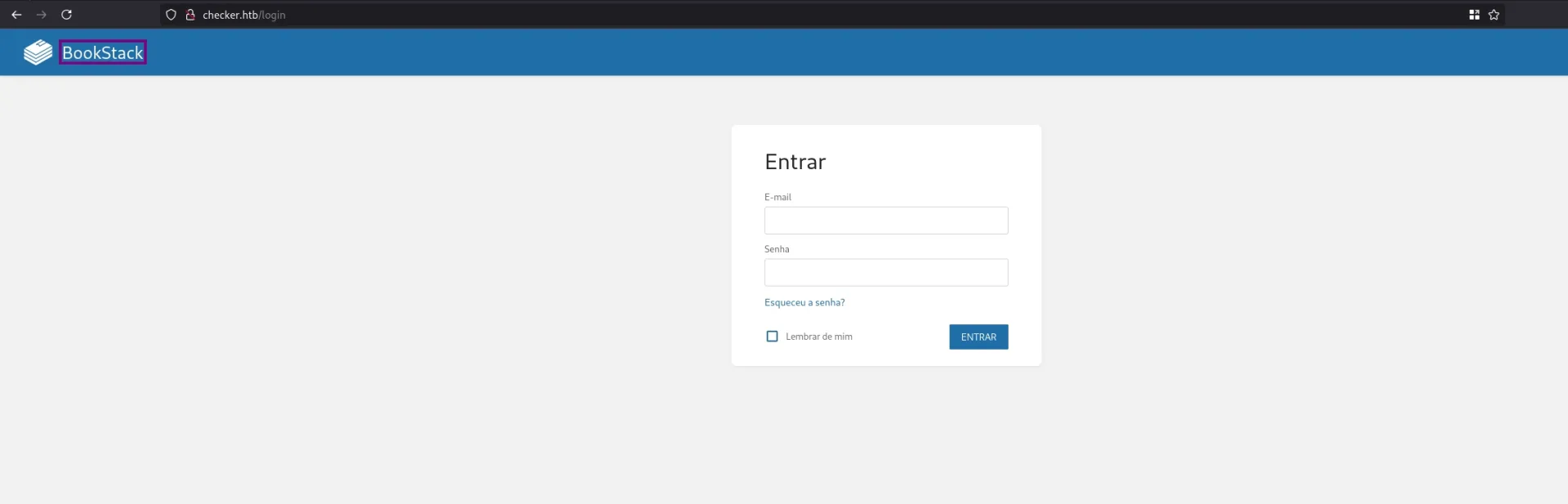 Painel de autenticação do BookStack