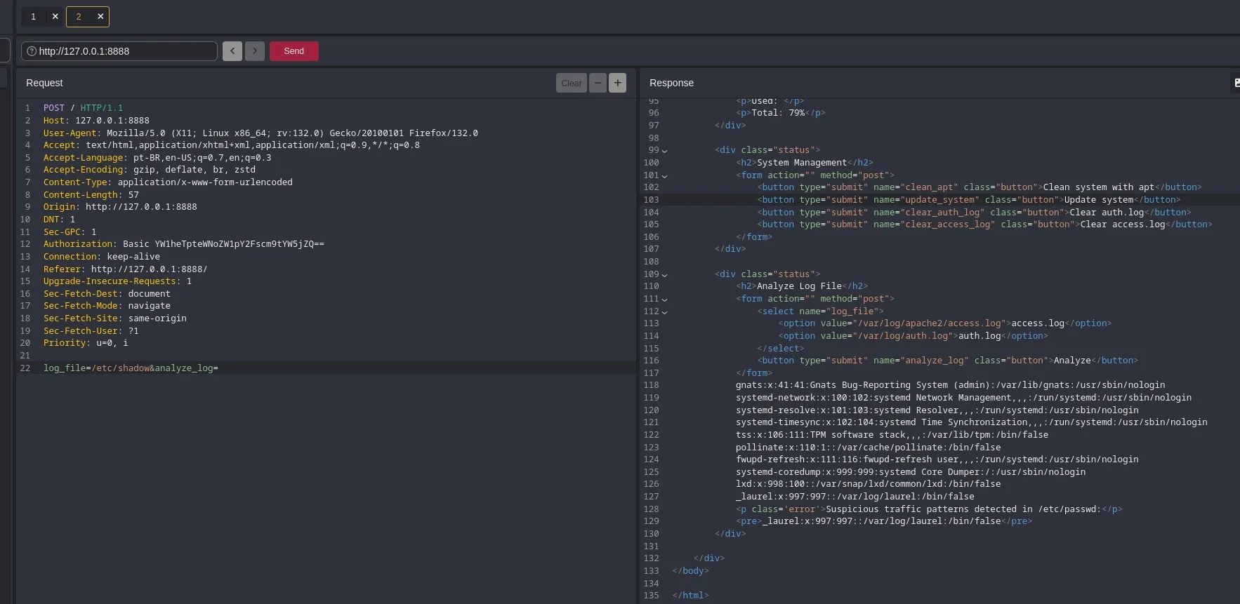 Interface de um editor de código, mostrando um arquivo de código-fonte à esquerda e uma seção de mensagens à direita, com destaque para a sintaxe de programação.