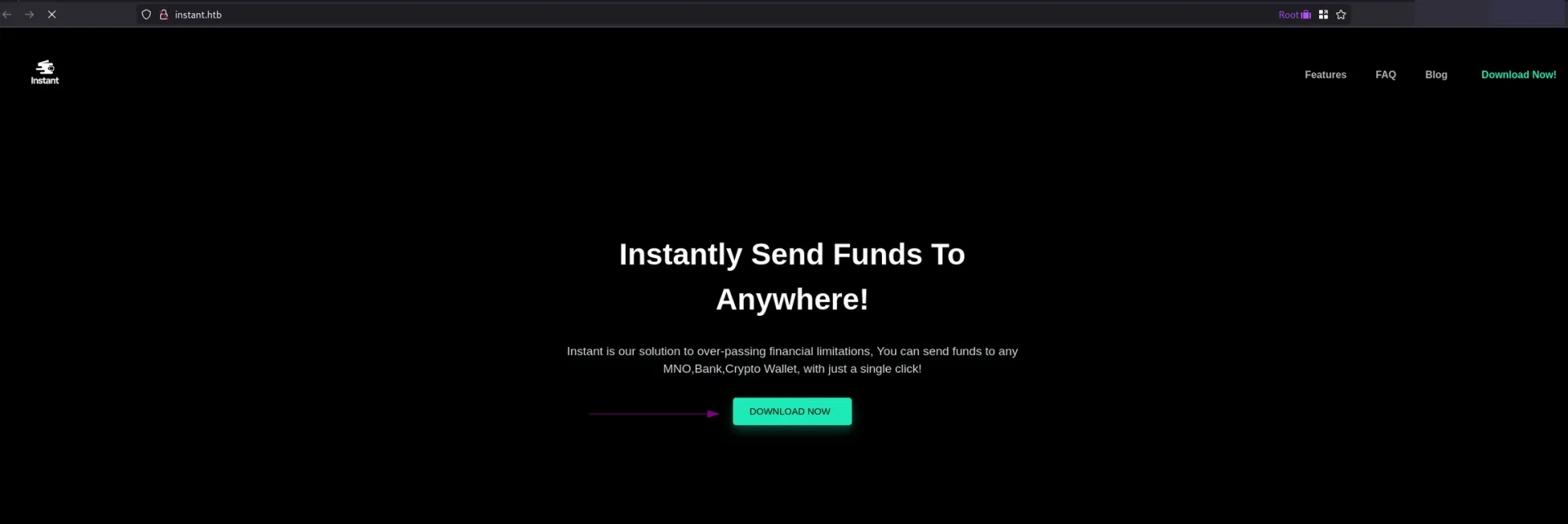Página inicial de aplicação web com botão ou seção destacada para download de aplicativo, exibindo informações e opção de instalação