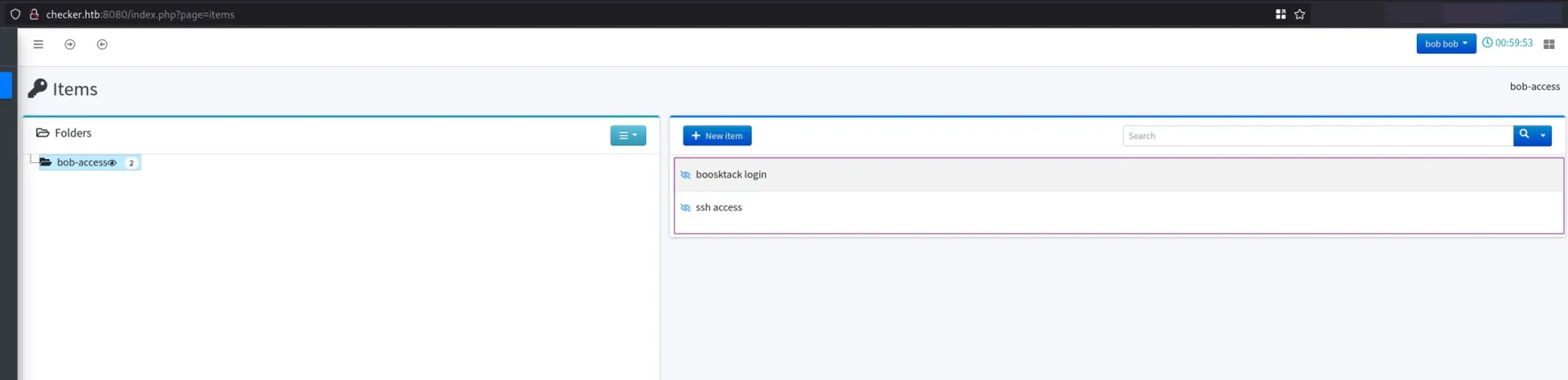 Dashboard do Teampass revelando repositório de credenciais de acesso armazenadas em ambiente colaborativo